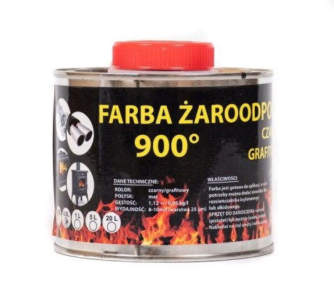 Lakier farba żaroodporna do kominka/pieca czarna 0.25L Barpimo Coatings S.A