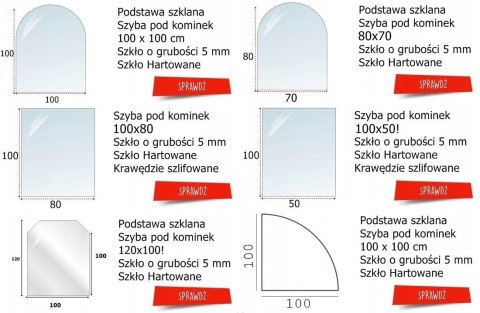 Podstawa szklana hartowana - szyba pod Piec lub Kominek 60x40 cm CZARNA Krak-Trans