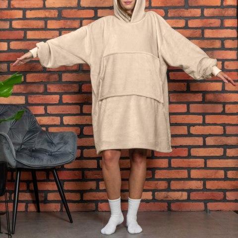 Bluzair Bluza Koc z Kapturem XXL Ciepła Jasny beż