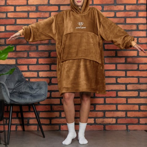 Bluzair SUPER MAMA - Bluza koc - Toffee - prezent na dzień matki