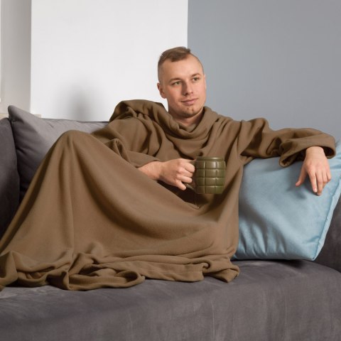 Kocyk Szlafrok Cappuccino koc z rękawami polar