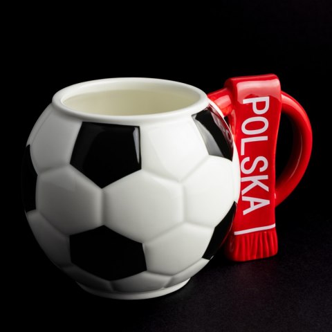 Kubek piłka z szalikiem - Polska i podkładka piłkarska - XXL 700 ml