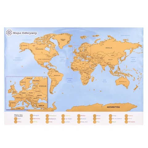 Mapa Odkrywcy Świat PL plakat ZDRAPKA w tubie duża