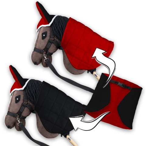 Derka dwustronna i nauszniki Skippi dla Hobby Horse - czerwono - czarna