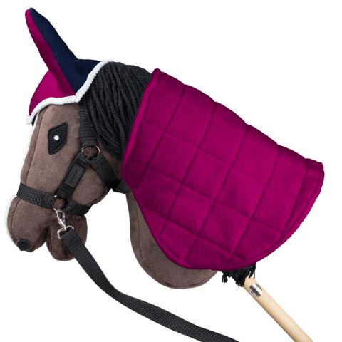 Derka dwustronna i nauszniki Skippi dla Hobby Horse- granatowa - ciemny róż