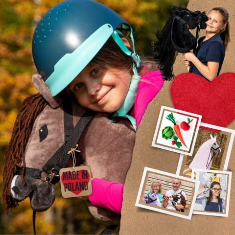 Kasztanowaty konik hobby horse duży A3 kantar HH