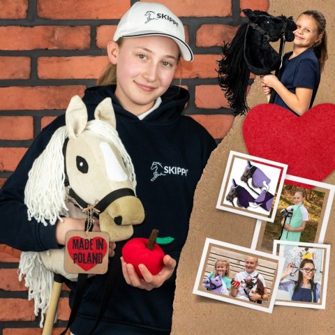 Konik na kiju z kantarem - Hobby Horse Skippi - Almond - A3 - prezent