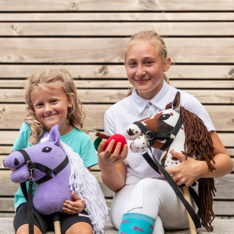 Skippi Hobby Horse A4 w brązowe łaty - koń na kiju - kantar wodze zestawie