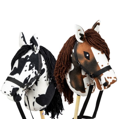 Skippi Hobby Horse w brązowe łaty - duży koń na kiju - kantar w zestawie