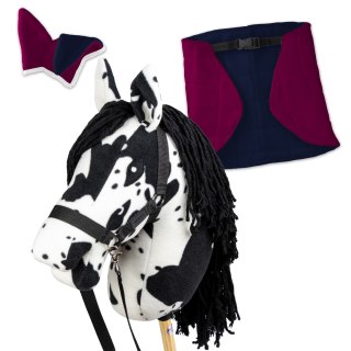 Zestaw Skippi - Hobby Horse Karo - srokaty - Derka fuksja i granat