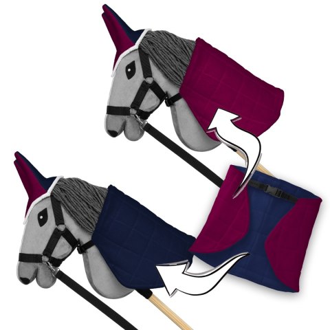 Zestaw Skippi - Hobby Horse Szary - Derka fuksja i granat - Kantar lawenda