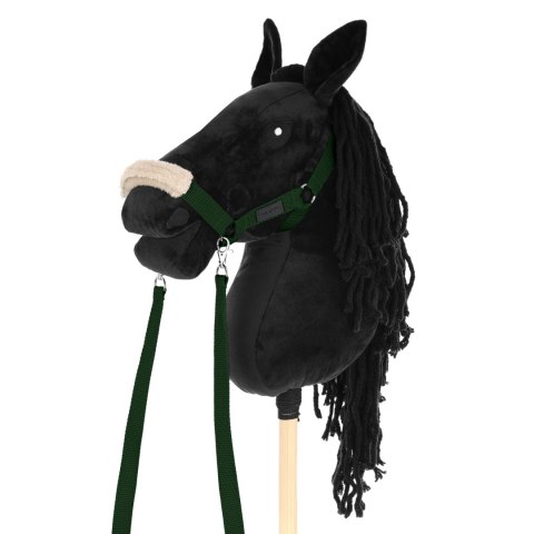 Zestaw Skippi - Hobby Horse czarny i dodatkowy kantar - ciemny zielony