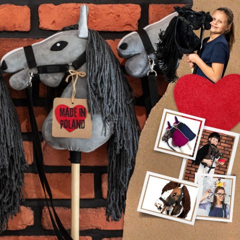 Zestaw Skippi - Hobby Horse szary i dodatkowy kantar - ciemny zielony