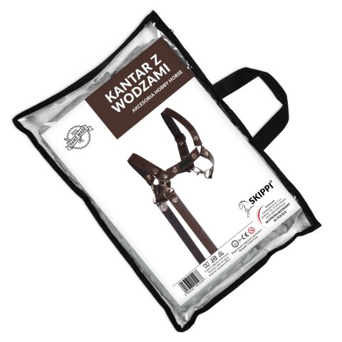 Skippi Kantar dla Hobby Horse - wodze, ekoskóra - brązowy ze wzorami boa