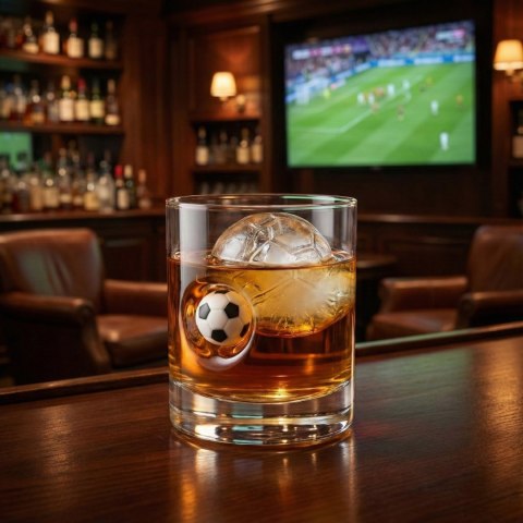 Szklanka do whisky z piłką - prezent dla kibica, piłkarza, faceta, męża
