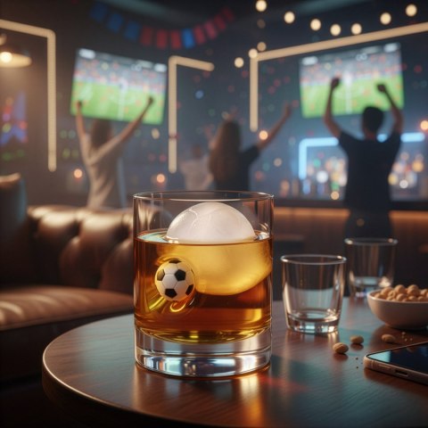 Zestaw Kibica - szklanka do whisky z piłką i forma do lodu piłki